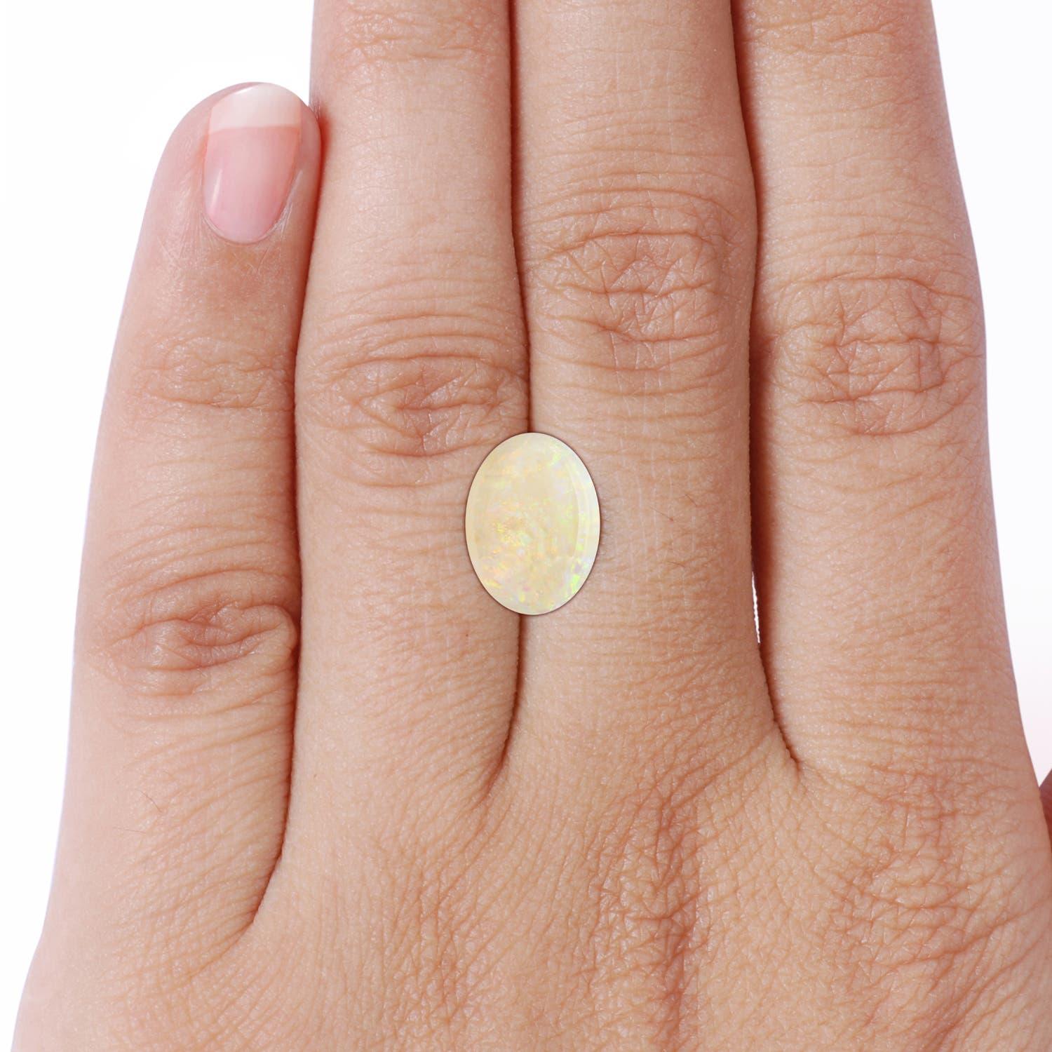 For Sale:  Angara Gia Certified Natural Opal with Sapphire & Diamond Halo Yellow Gold Ring 6