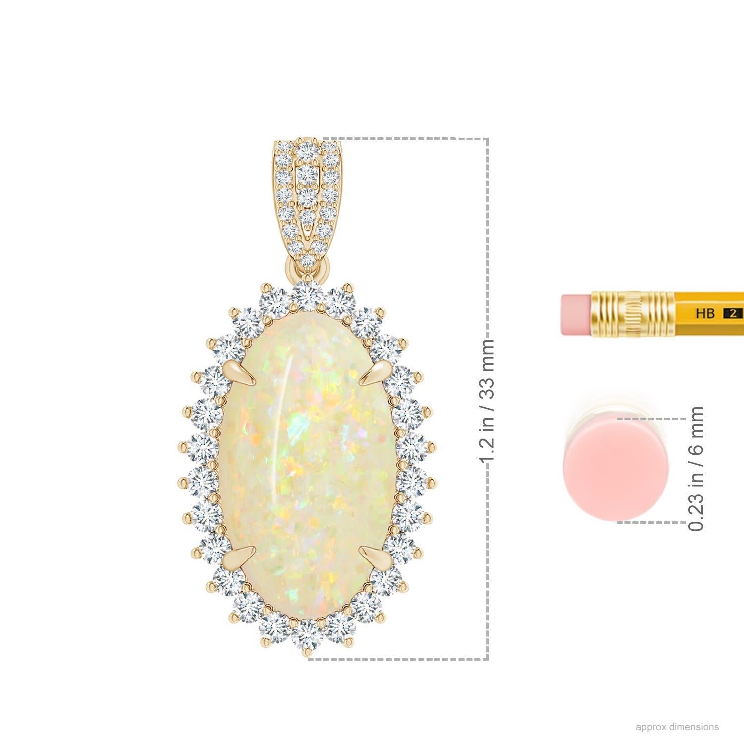 Cabochon Angara GIA Certified Natural Opal Yellow Gold Pendant Nacklace with Diamond For Sale
