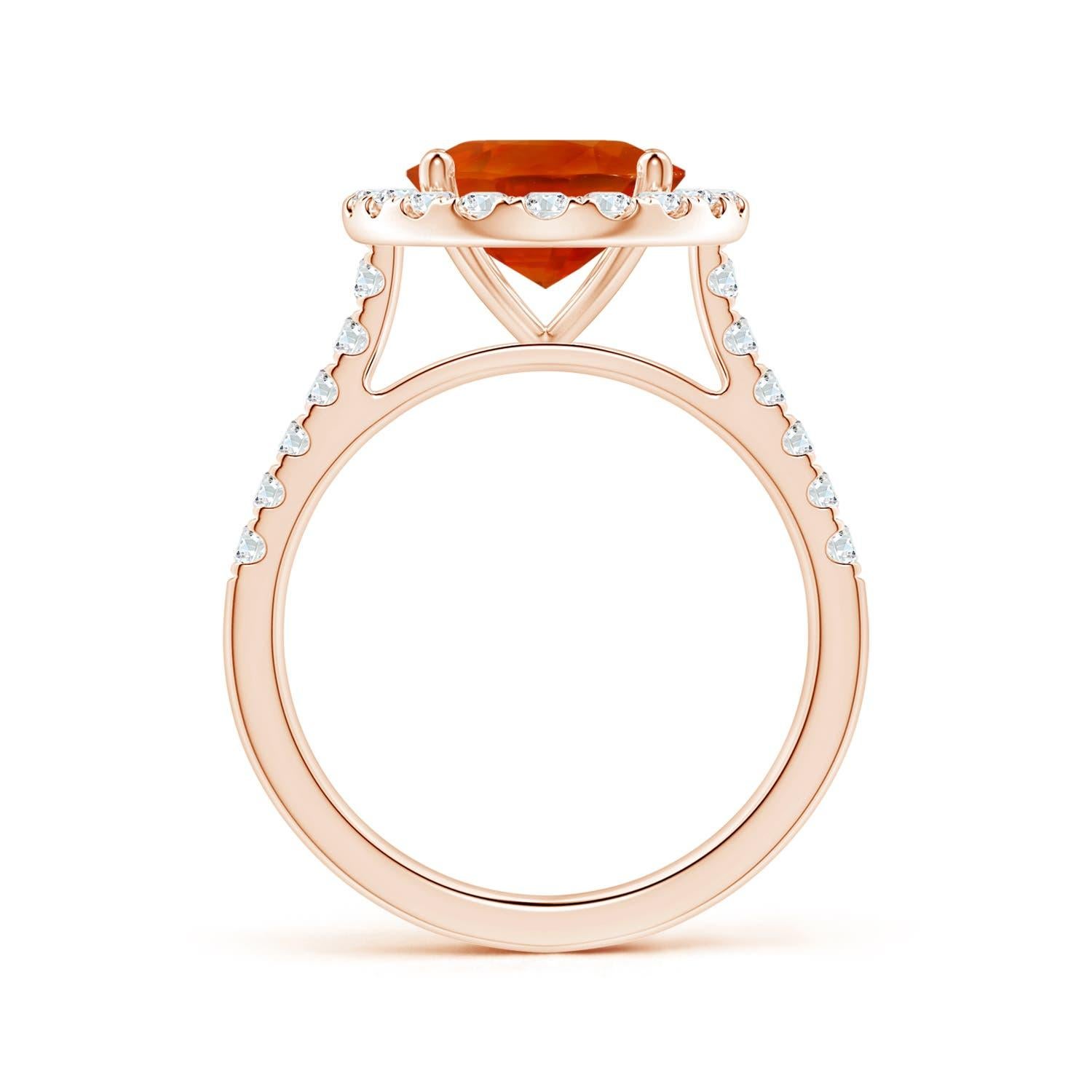 For Sale:  Angara Gia Certified Natural Orange Sapphire Diamond Halo Ring in Rose Gold 2