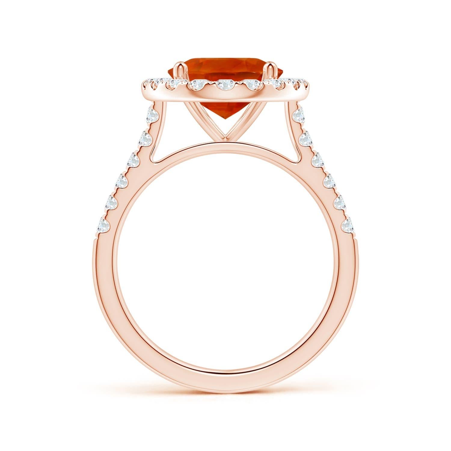 For Sale:  Angara Gia Certified Natural Orange Sapphire Diamond Halo Ring in Rose Gold 2
