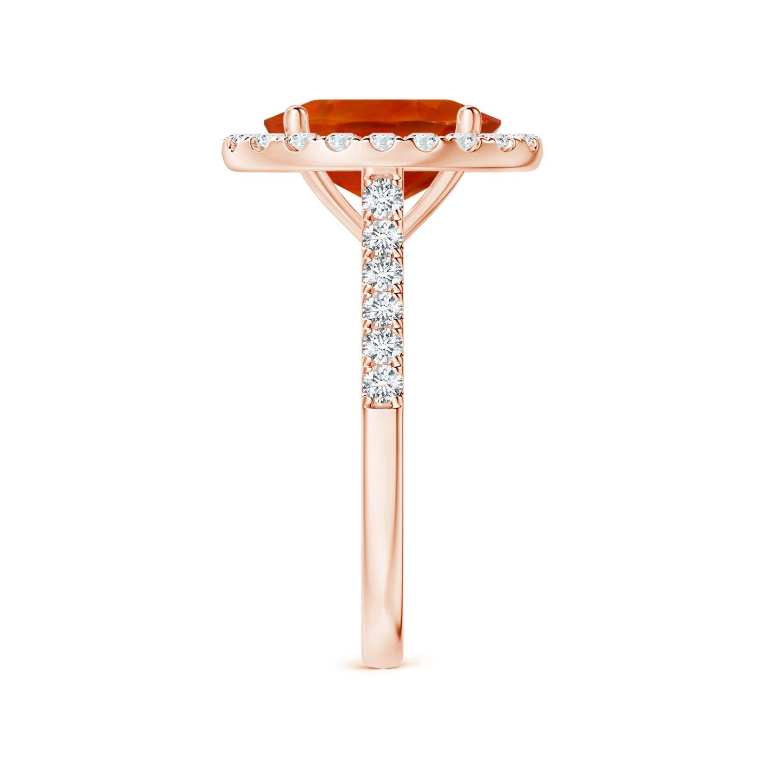 For Sale:  Angara Gia Certified Natural Orange Sapphire Diamond Halo Ring in Rose Gold 4