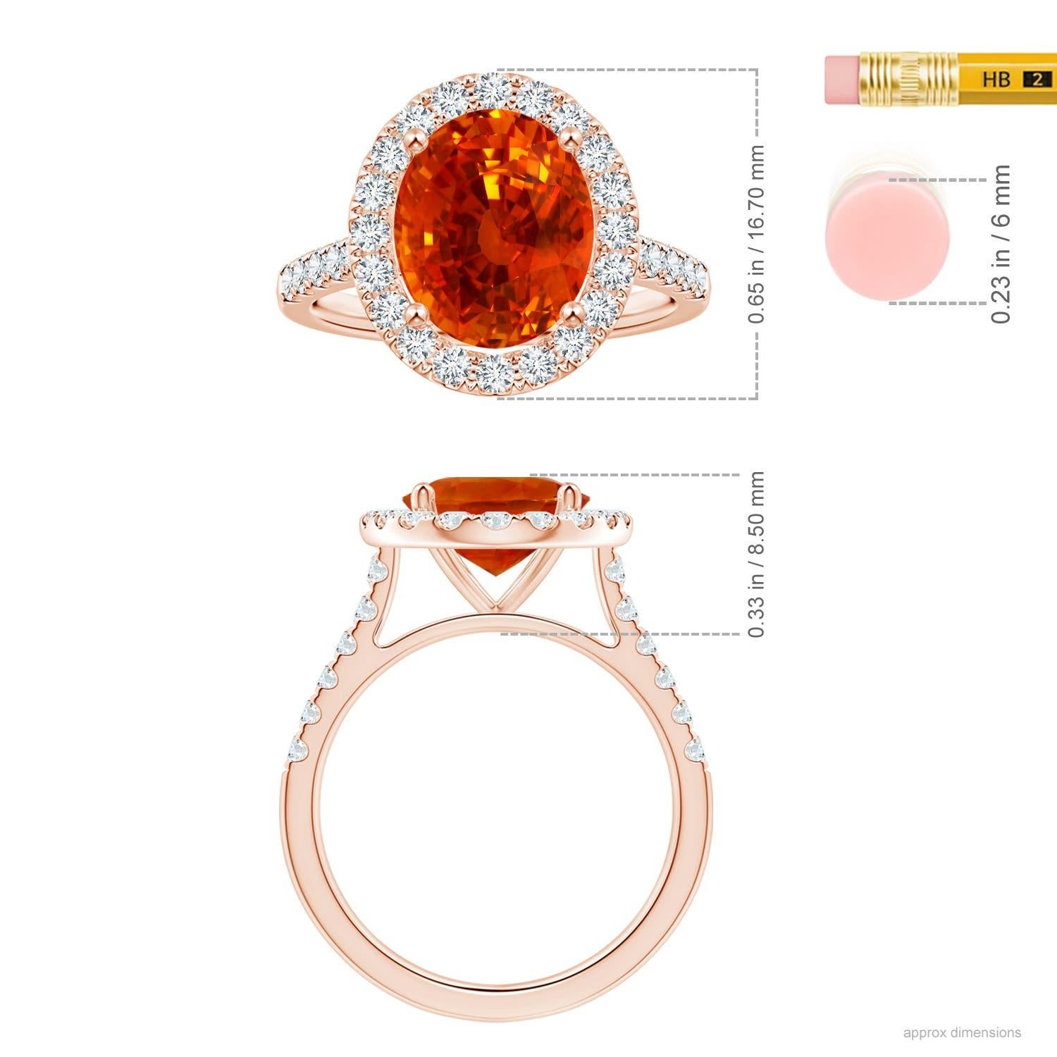 For Sale:  Angara Gia Certified Natural Orange Sapphire Diamond Halo Ring in Rose Gold 5