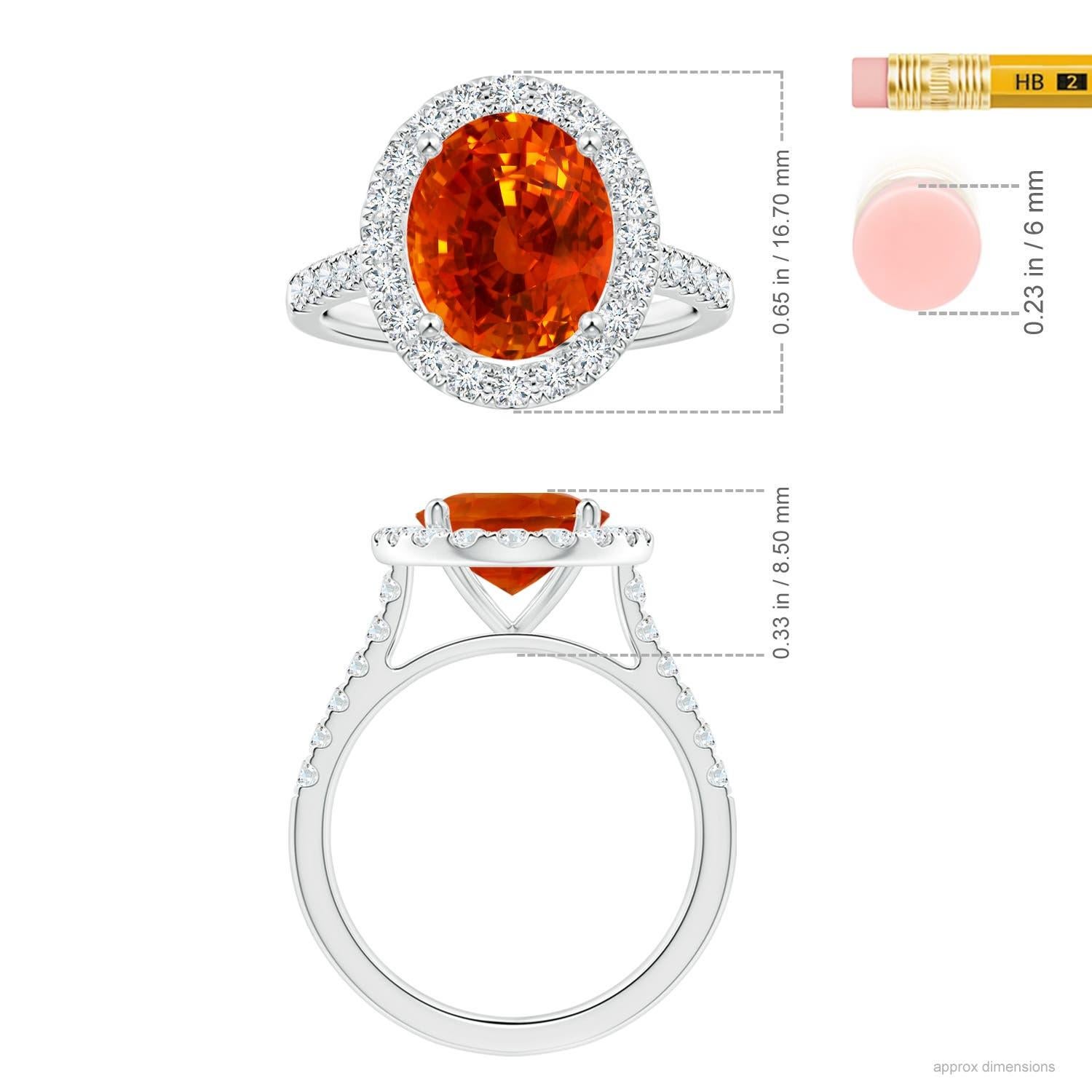 For Sale:  Angara Gia Certified Natural Orange Sapphire Diamond Halo Ring in White Gold 5