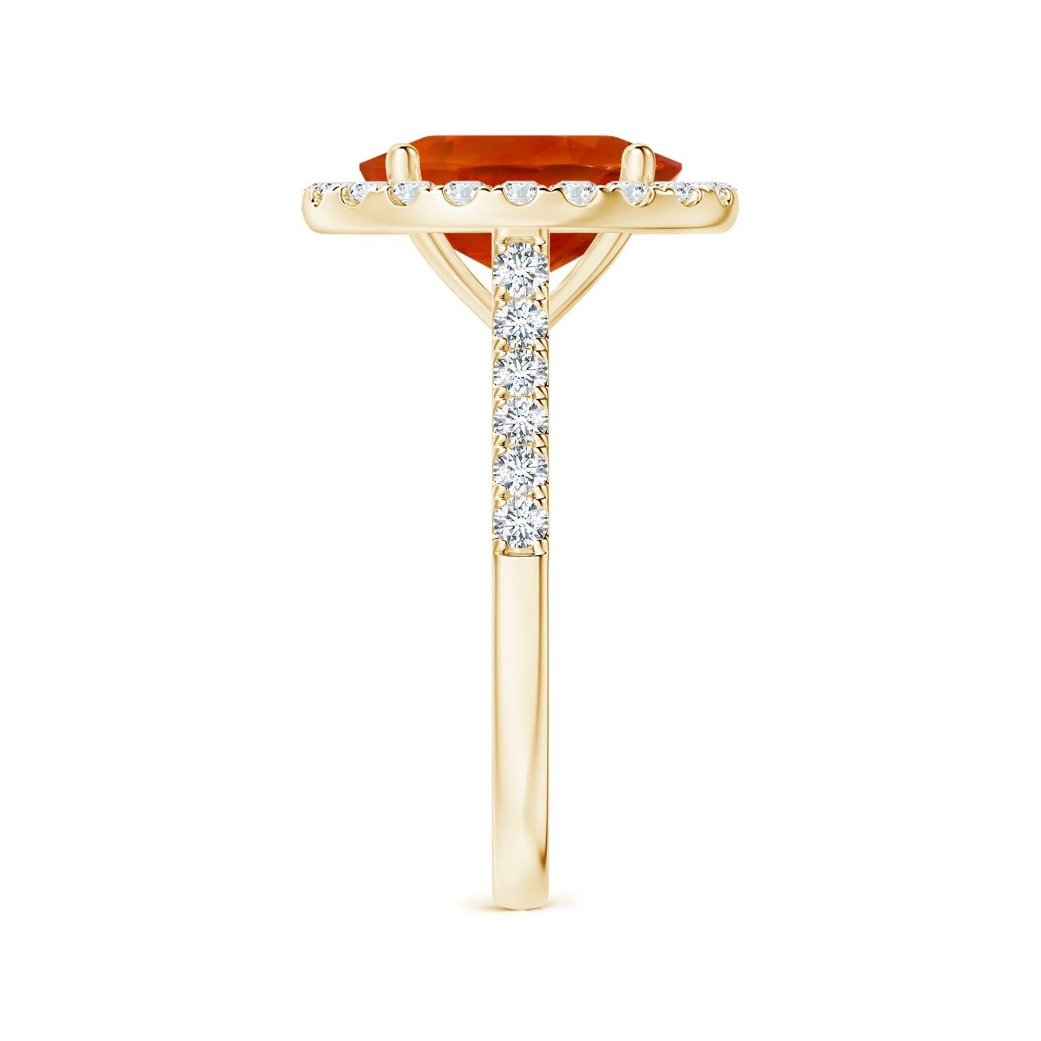 Angara Gia Certified Natural Orange Sapphire Diamond Halo Ring in Yellow Gold 4