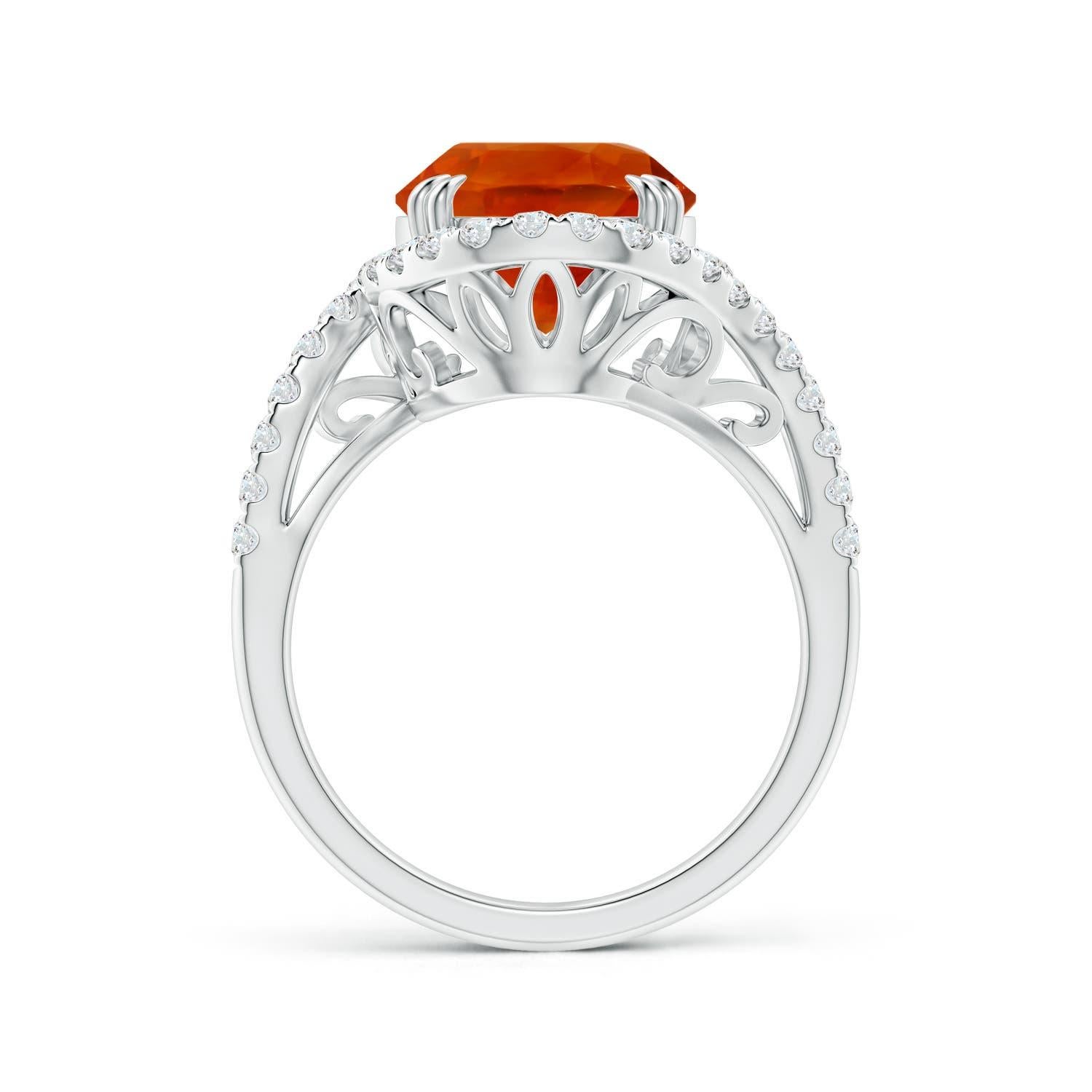For Sale:  Angara GIA Certified Natural Orange Sapphire Ring in Platinum with Diamonds 2