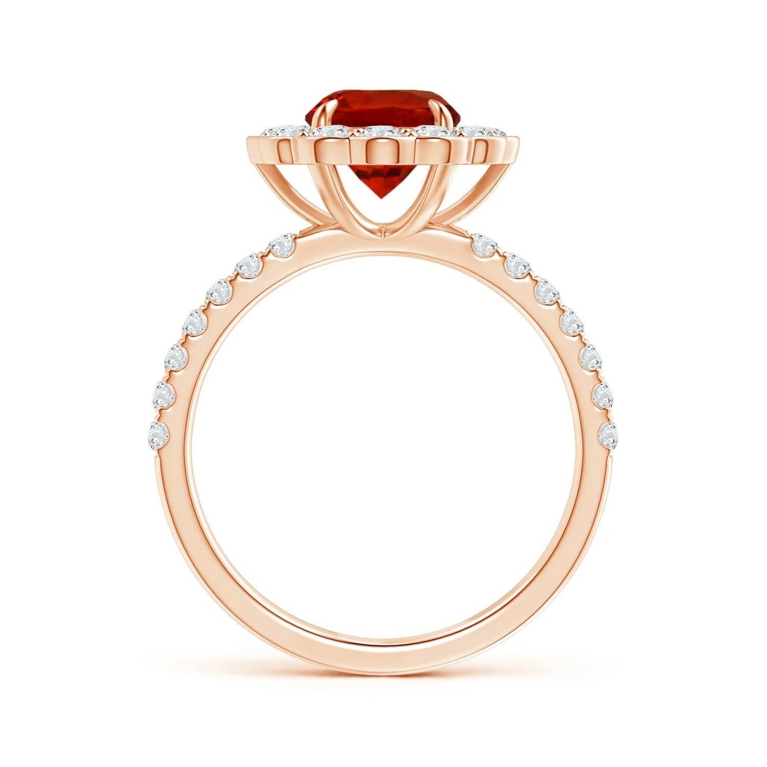ANGARA GIA zertifizierter natürlicher orangefarbener Saphir-Ring aus Roségold mit Diamanten () 2