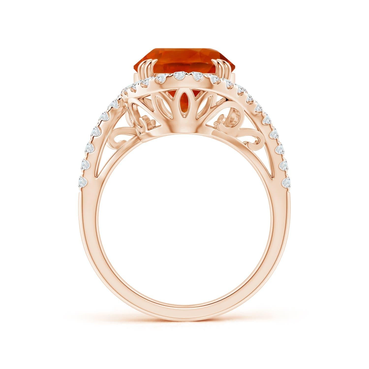 For Sale:  Angara Gia Certified Natural Orange Sapphire Ring in Rose Gold with Diamonds 2