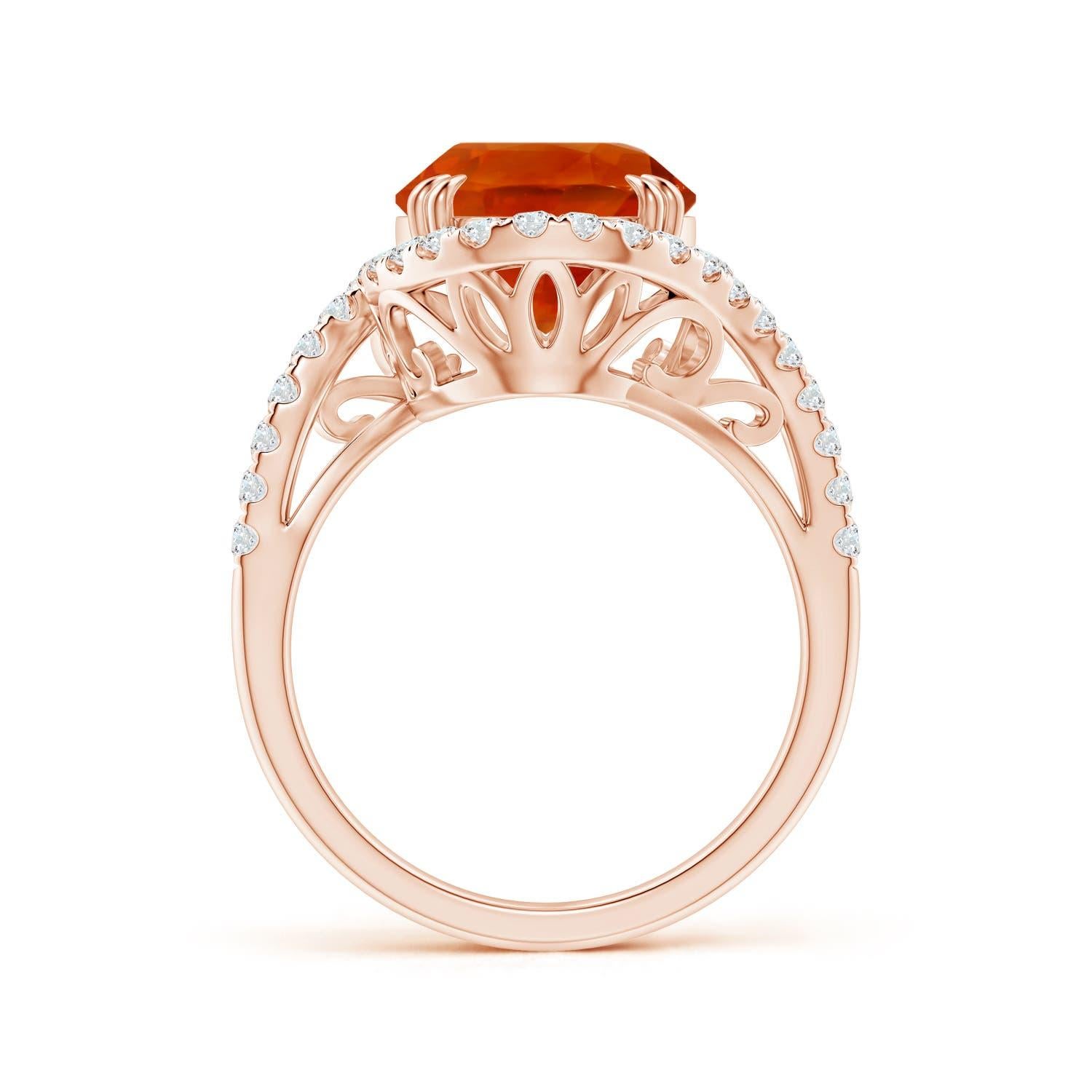 For Sale:  Angara GIA Certified Natural Orange Sapphire Ring in Rose Gold with Diamonds 2