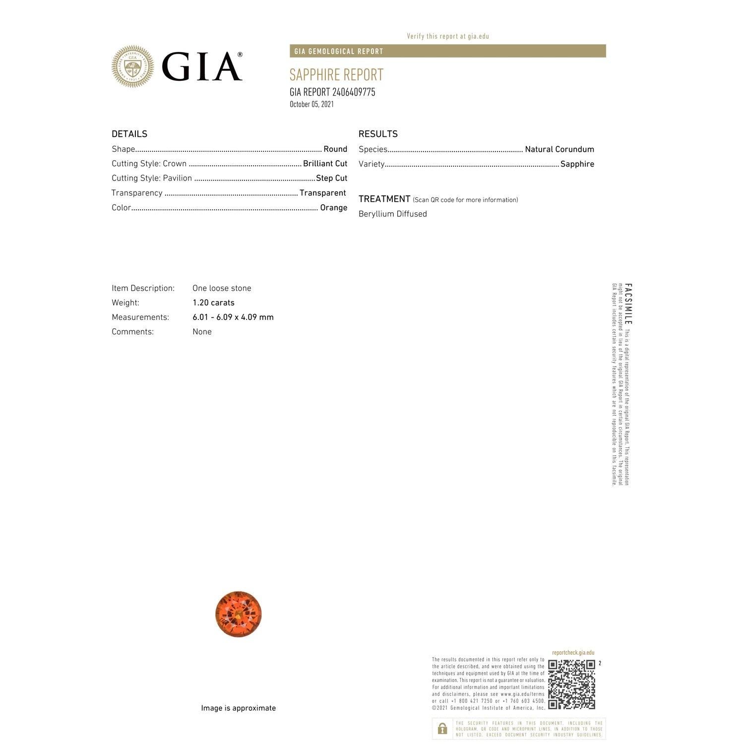 ANGARA GIA zertifizierter natürlicher orangefarbener Saphir-Ring aus Roségold mit Diamanten () 3