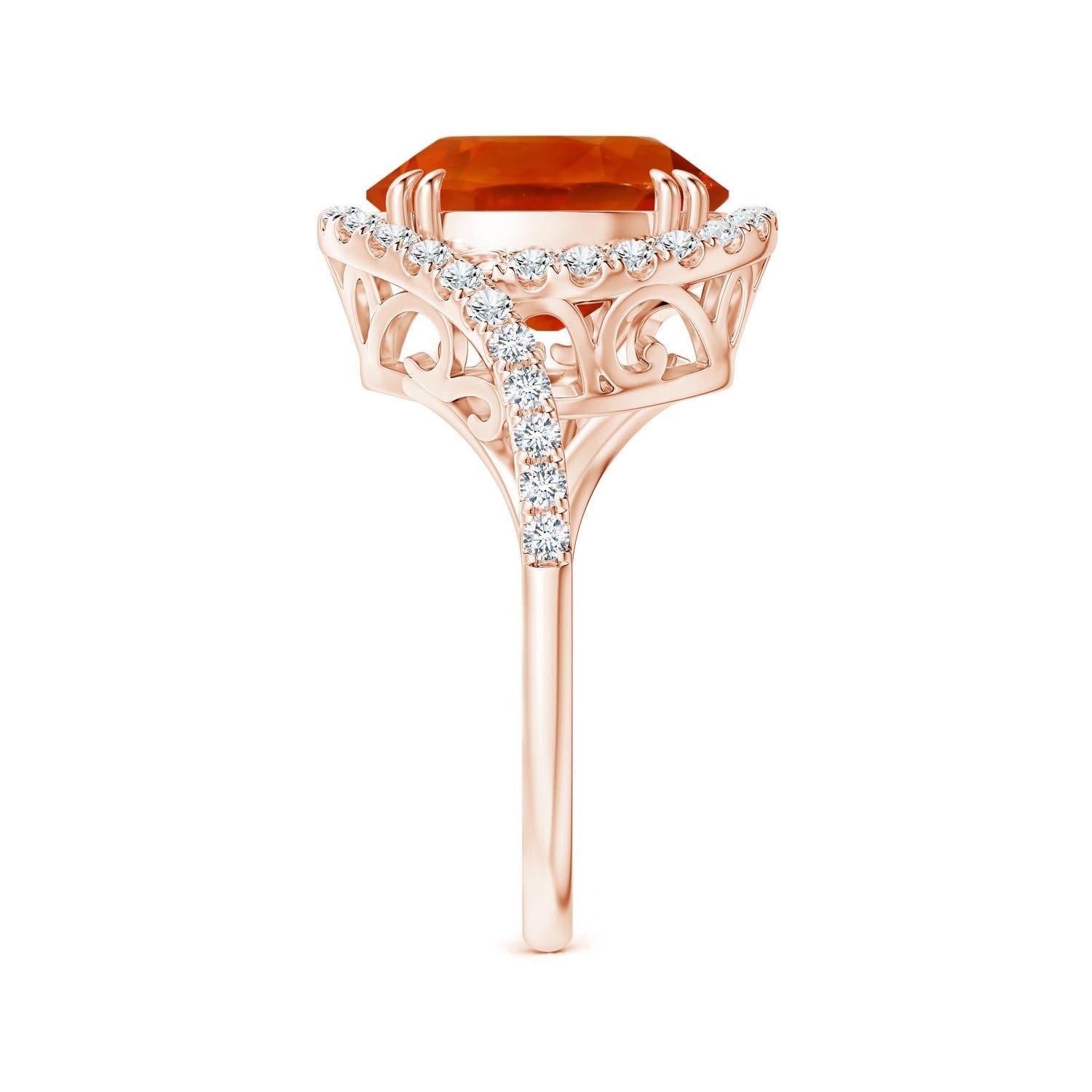 For Sale:  Angara GIA Certified Natural Orange Sapphire Ring in Rose Gold with Diamonds 4
