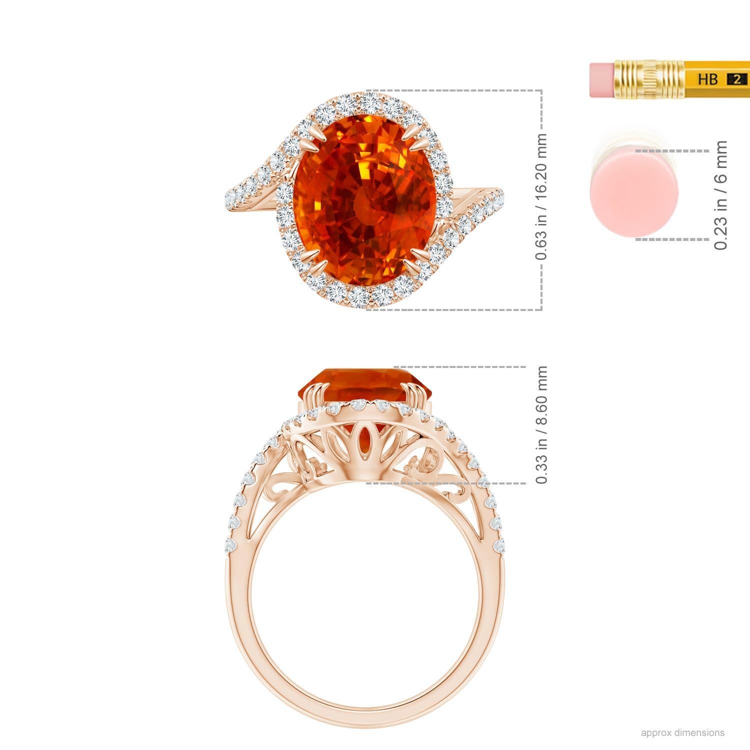 For Sale:  Angara Gia Certified Natural Orange Sapphire Ring in Rose Gold with Diamonds 5