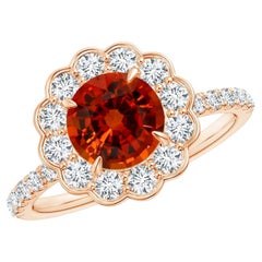 ANGARA GIA zertifizierter natürlicher orangefarbener Saphir-Ring aus Roségold mit Diamanten