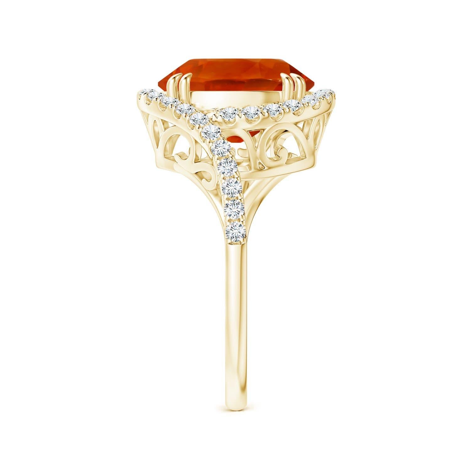 For Sale:  Angara GIA Certified Natural Orange Sapphire Ring in Yellow Gold with Diamonds 4