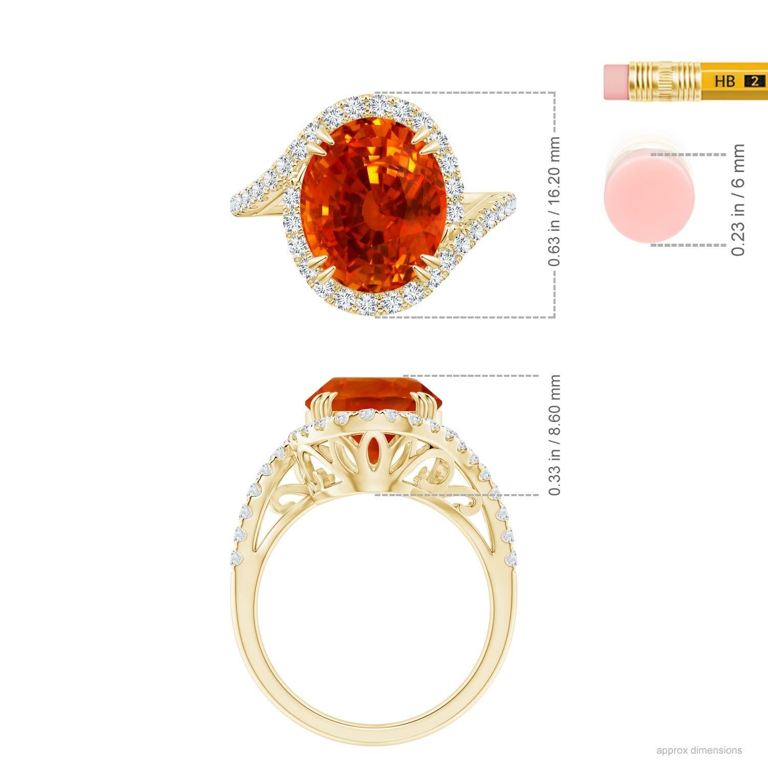 For Sale:  Angara GIA Certified Natural Orange Sapphire Ring in Yellow Gold with Diamonds 5