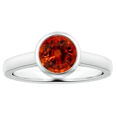 Anello solitario con zaffiro arancione naturale certificato GIA in platino