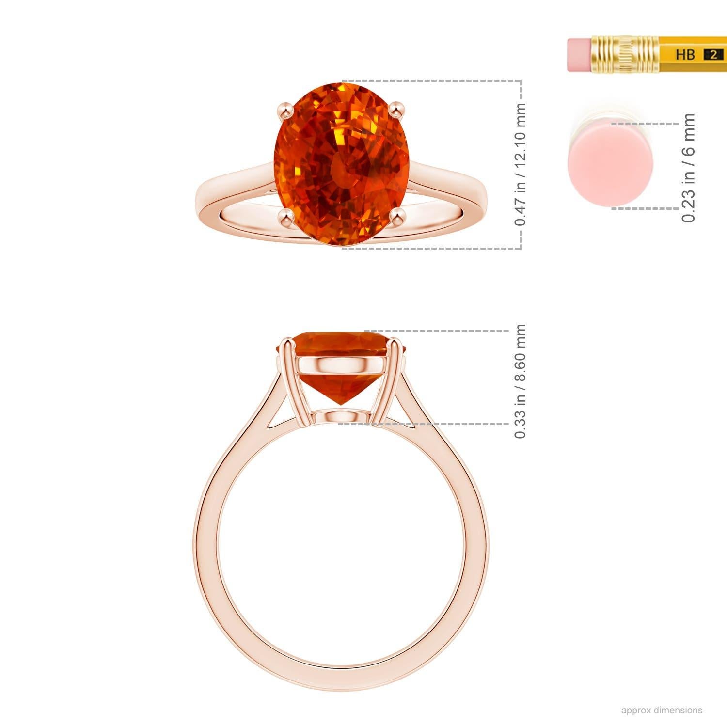 For Sale:  ANGARA GIA Certified Natural Orange Sapphire Solitaire Ring in Rose Gold 5