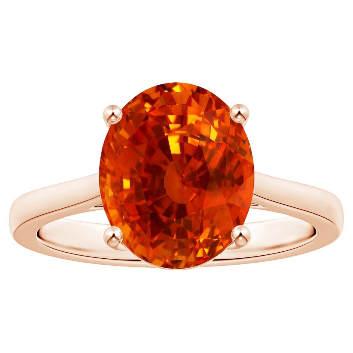 For Sale:  Angara Gia Certified Natural Orange Sapphire Solitaire Ring in Rose Gold