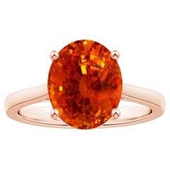 ANGARA GIA Certified Natural Orange Sapphire Solitaire Ring in Rose Gold