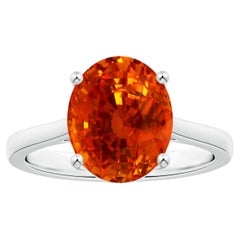 Angara Gia Certified Natural Orange Sapphire Solitaire Ring in White Gold