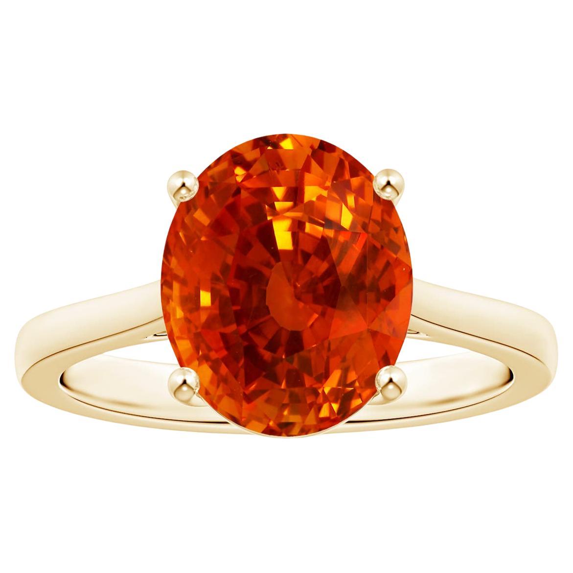 For Sale:  Angara Gia Certified Natural Orange Sapphire Solitaire Ring in Yellow Gold