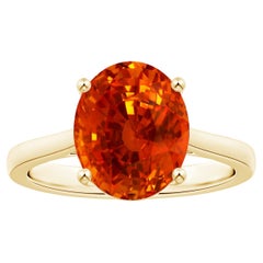 Angara Gia Certified Natural Orange Sapphire Solitaire Ring in Yellow Gold