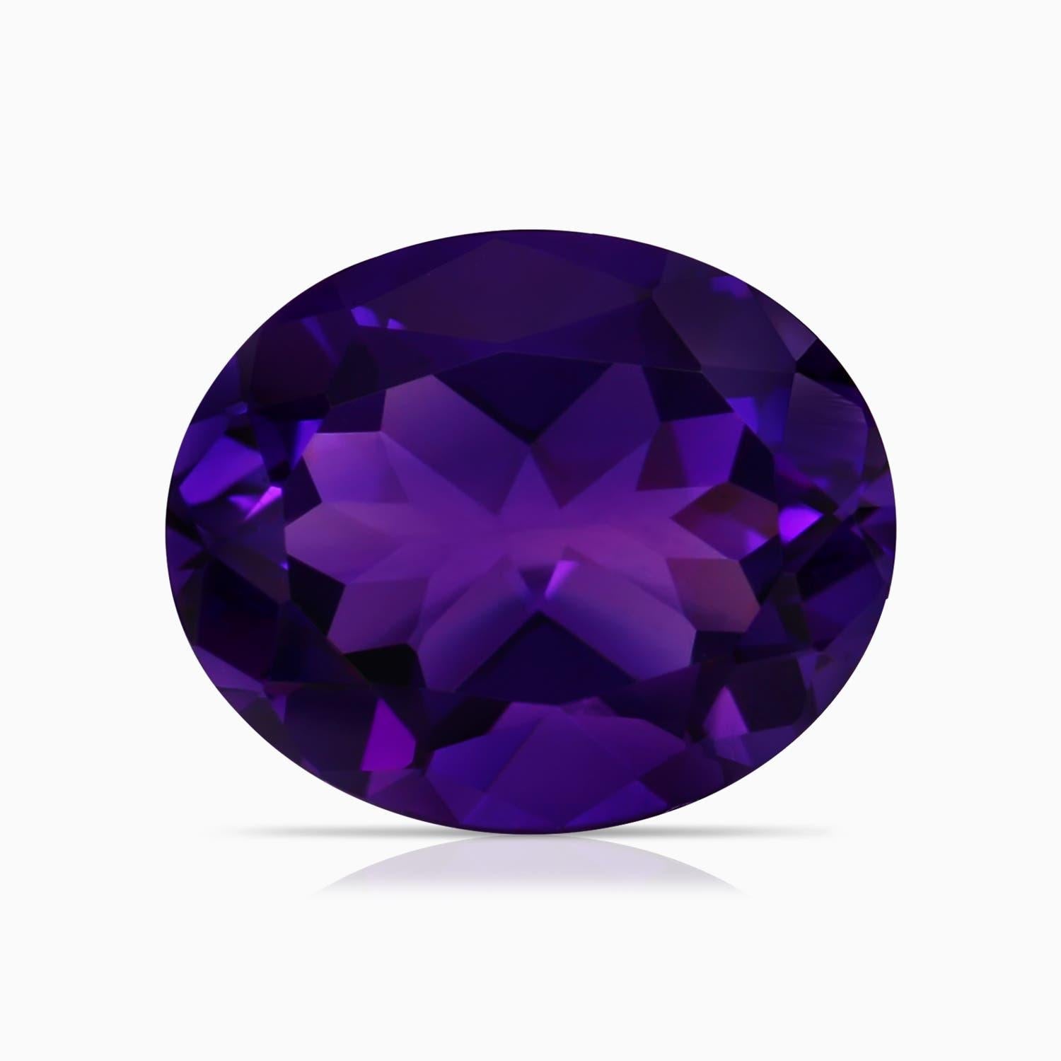 ANGARA GIA Certified Natural Oval Amethyst Ring in Platinum with Diamond Halo 6