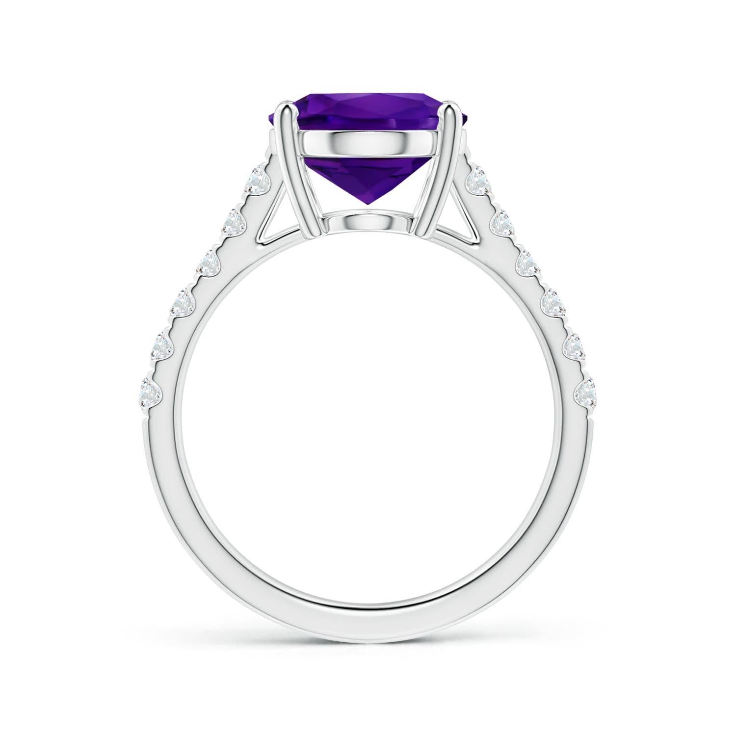 GIA Certified Natural Oval Amethyst Ring in 18K White Gold with Diamonds 2