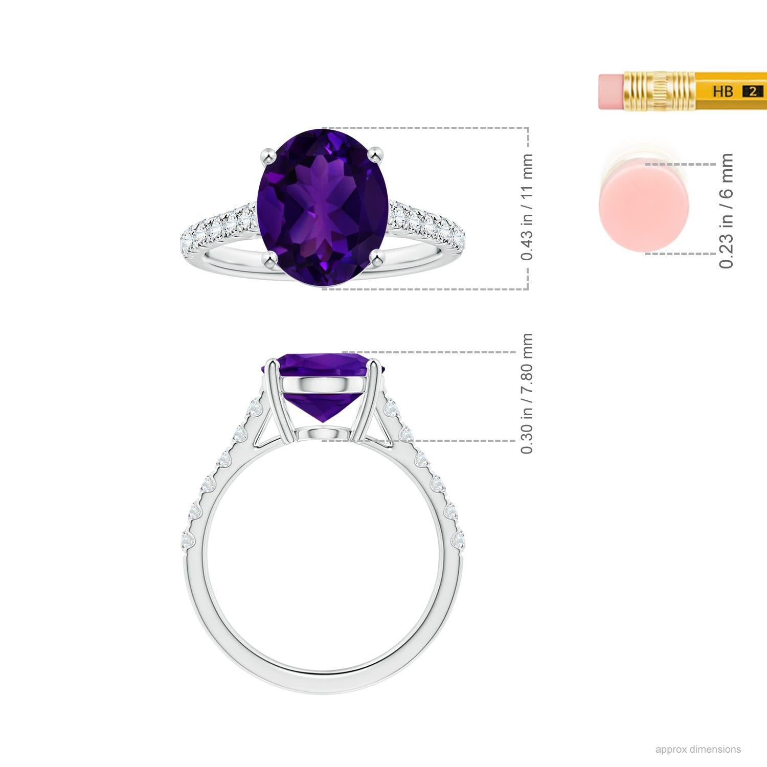 GIA Certified Natural Oval Amethyst Ring in 18K White Gold with Diamonds 5