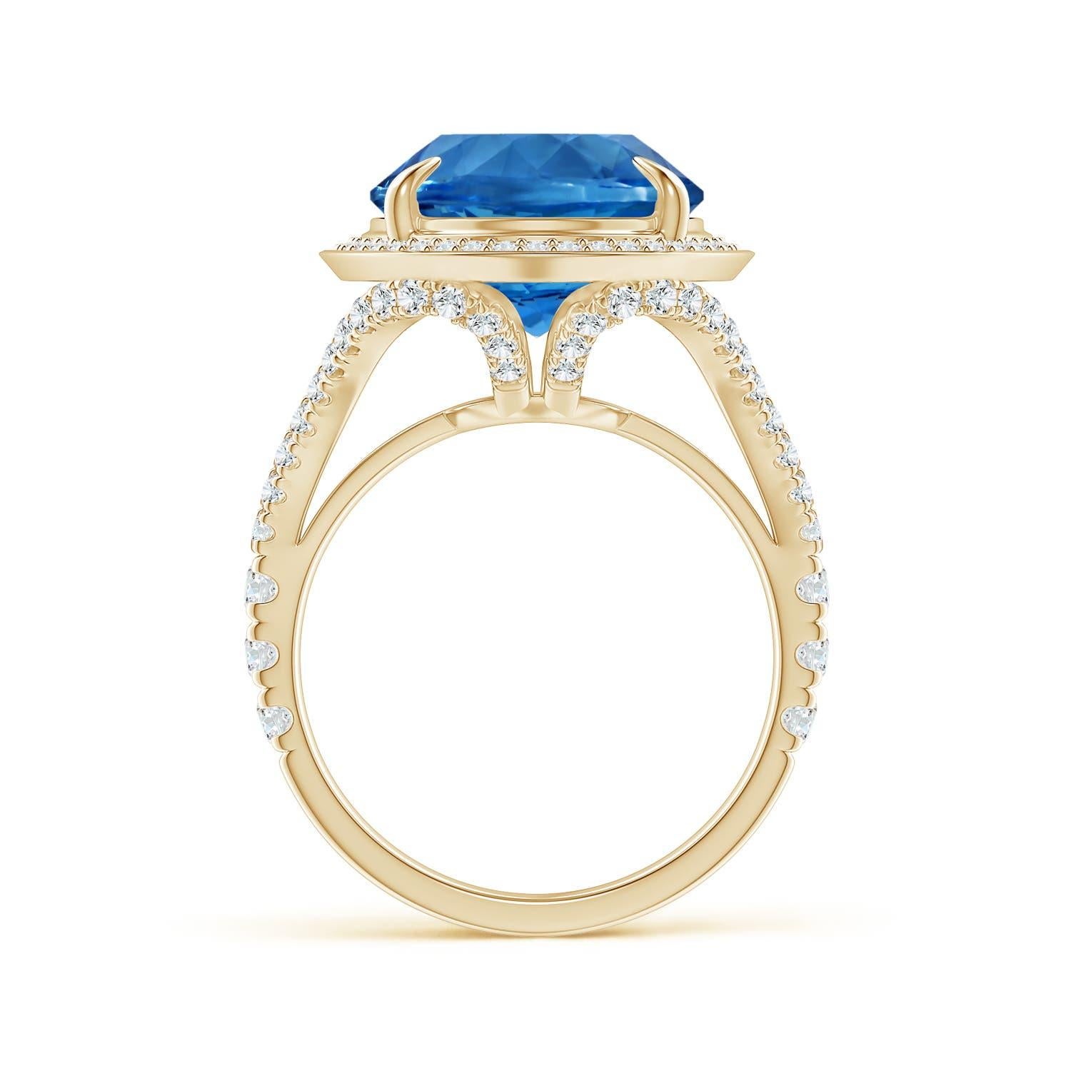 For Sale:  ANGARA GIA Certified Natural Oval Aquamarine Cocktail Ring in Yellow Gold 2