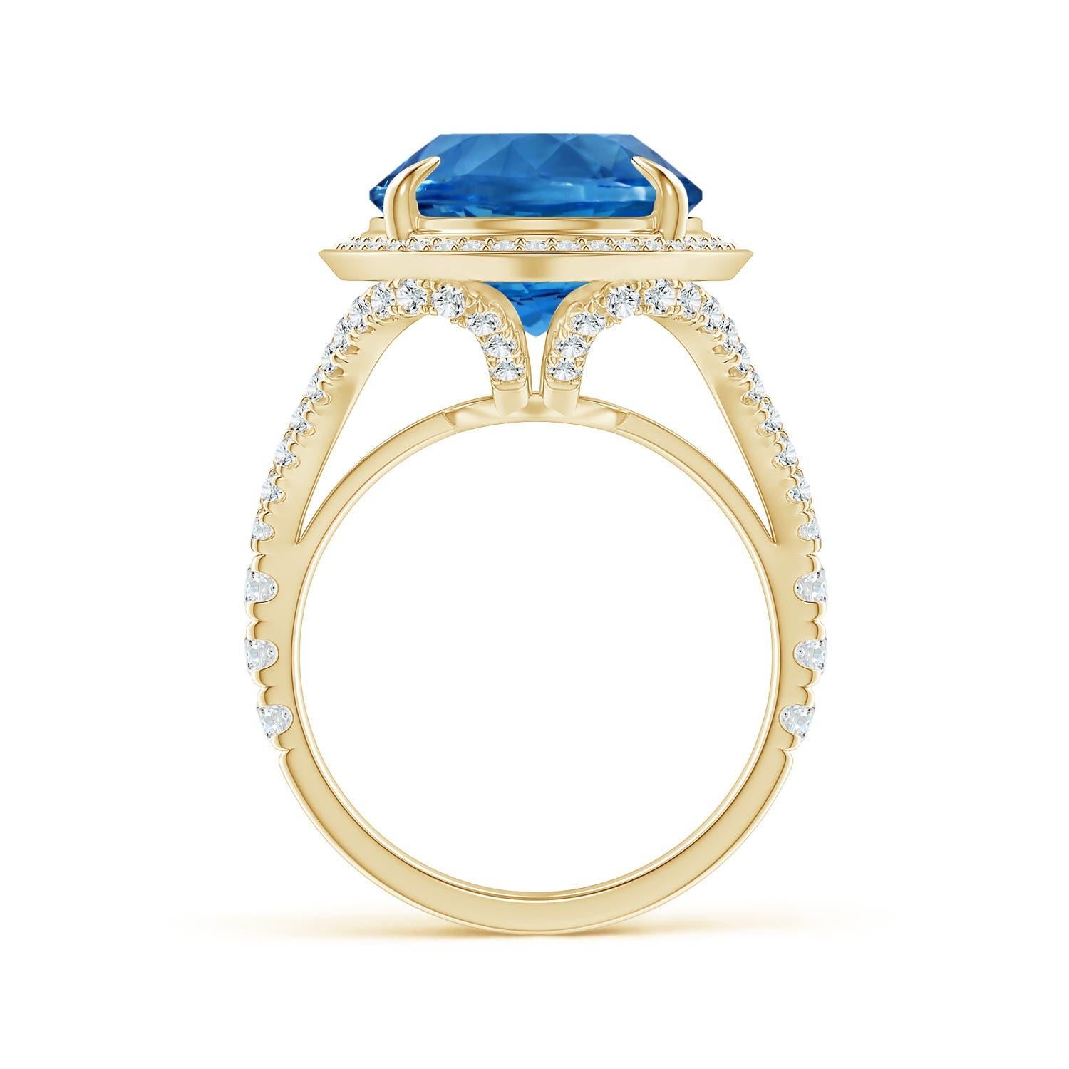 For Sale:  Angara GIA Certified Natural Oval Aquamarine Cocktail Ring in Yellow Gold 2