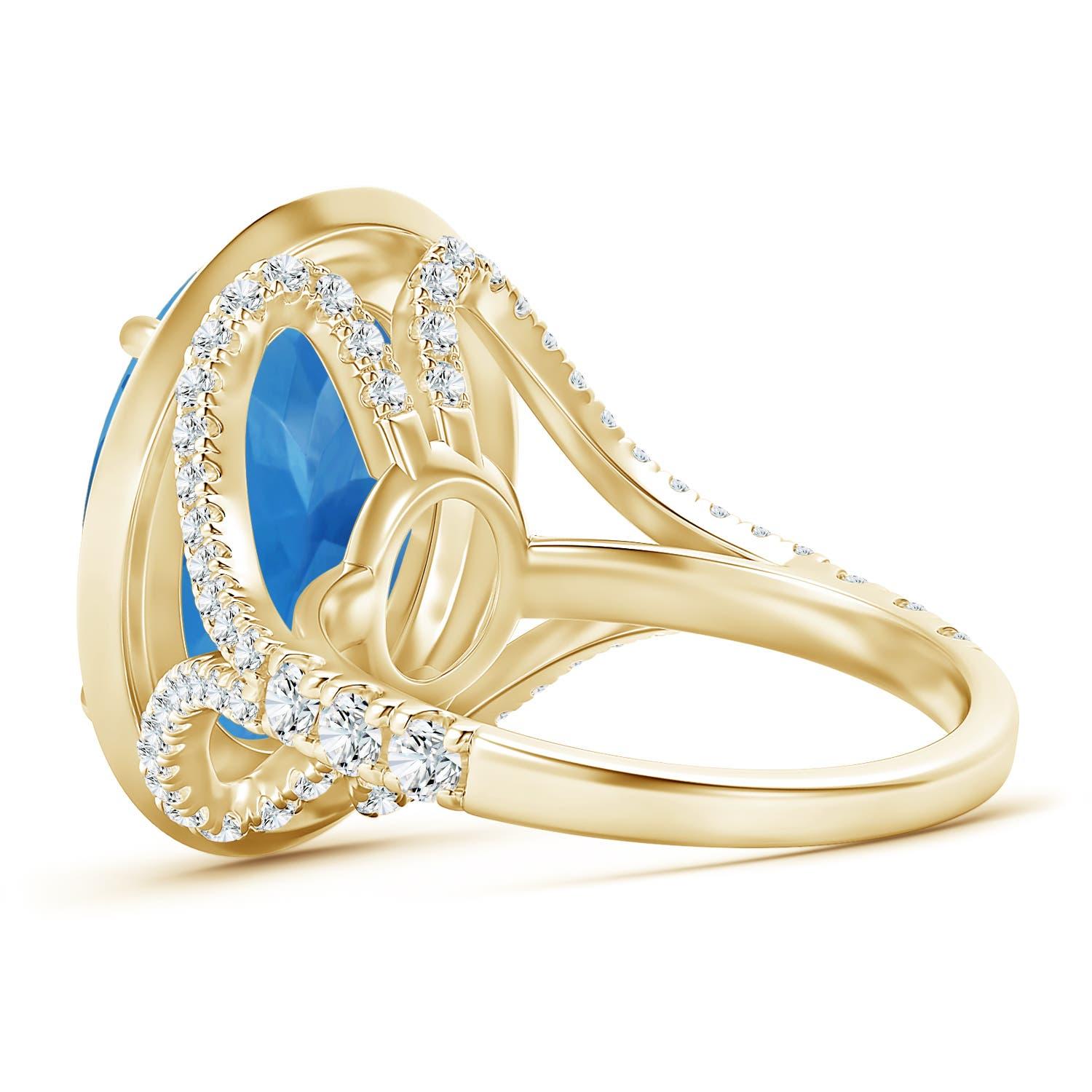 For Sale:  Angara GIA Certified Natural Oval Aquamarine Cocktail Ring in Yellow Gold 3
