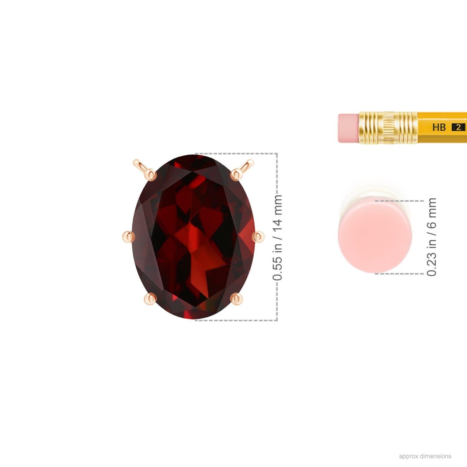 Women's Angara GIA Certified Natural Oval Garnet Solitaire Pendant in Rose Gold for Her