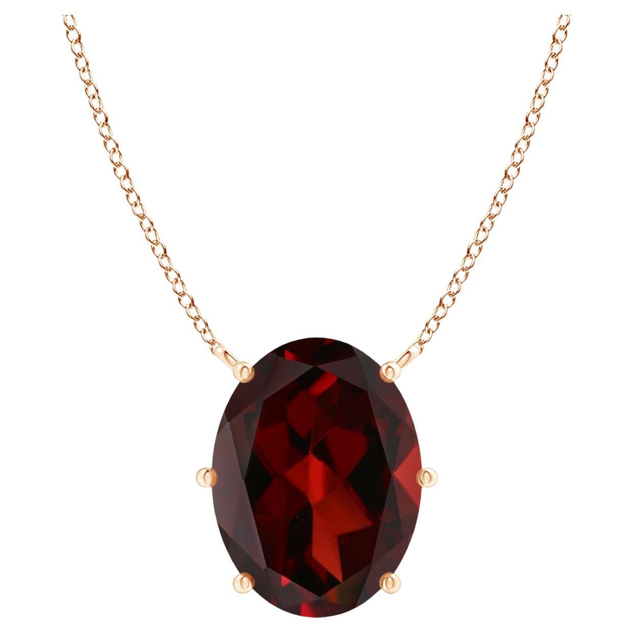 ANGARA GIA Certified Natural Oval Garnet Solitaire Pendant in Rose Gold for Her