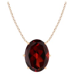 ANGARA GIA Certified Natural Oval Garnet Solitaire Pendant in Rose Gold for Her