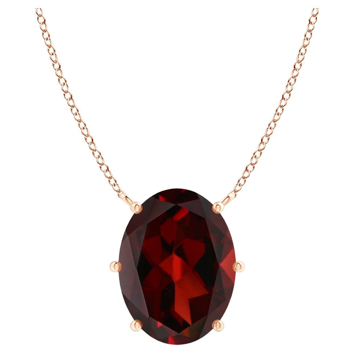 Angara GIA Certified Natural Oval Garnet Solitaire Pendant in Rose Gold for Her