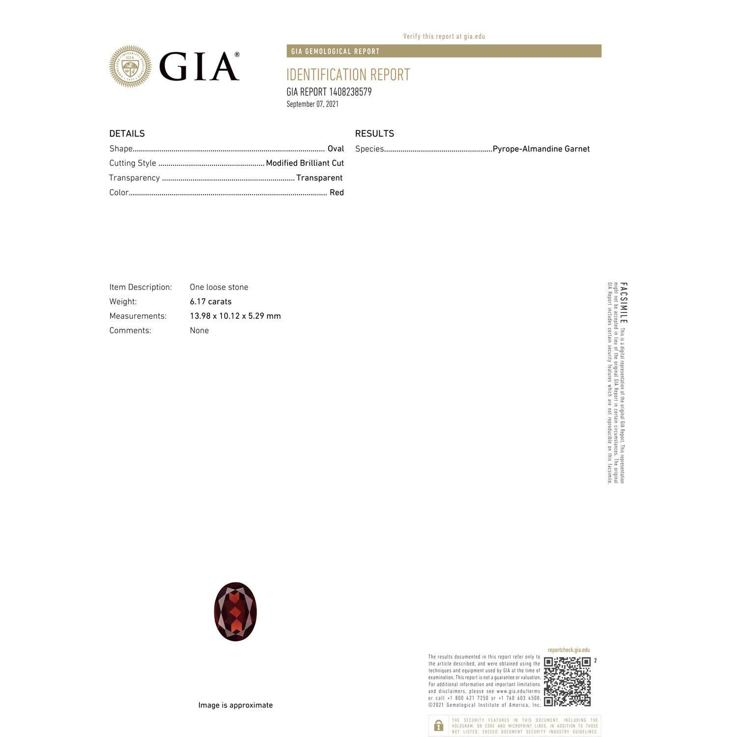 Modern ANGARA GIA Certified Natural Oval Garnet Solitaire Pendant in White Gold for Her