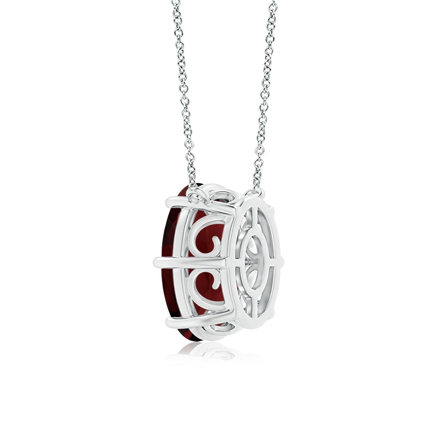 ANGARA GIA Certified Natural Oval Garnet Solitaire Pendant in White Gold for Her In New Condition In Los Angeles, CA