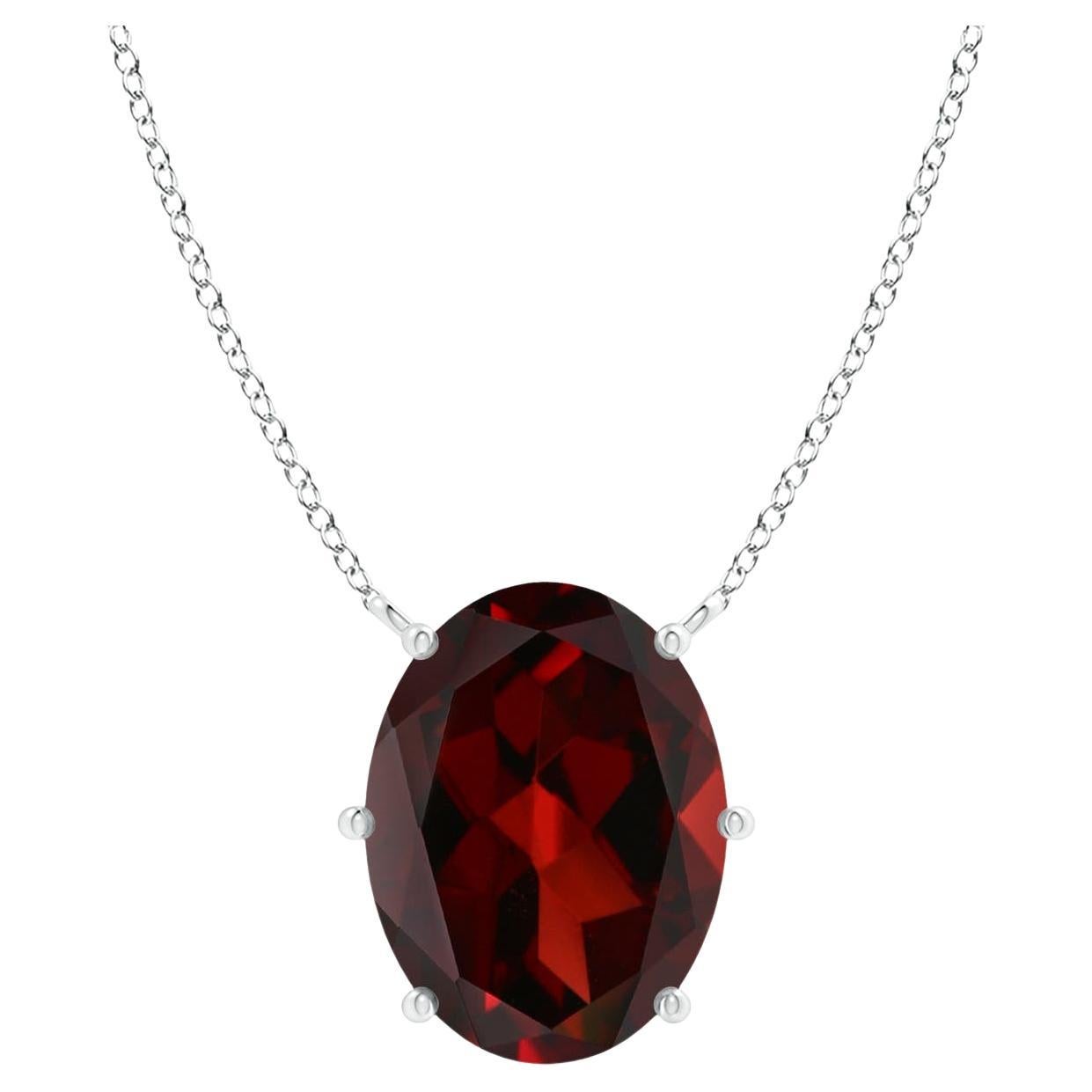 ANGARA GIA Certified Natural Oval Garnet Solitaire Pendant in White Gold for Her