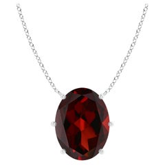 ANGARA GIA Certified Natural Oval Garnet Solitaire Pendant in White Gold for Her