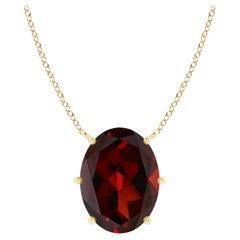 GIA Certified Natural Oval Garnet Solitaire Pendant in Yellow Gold