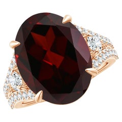 Angara GIA Certified Natural Oval Garnet Split Shank Ring in Rose Gold