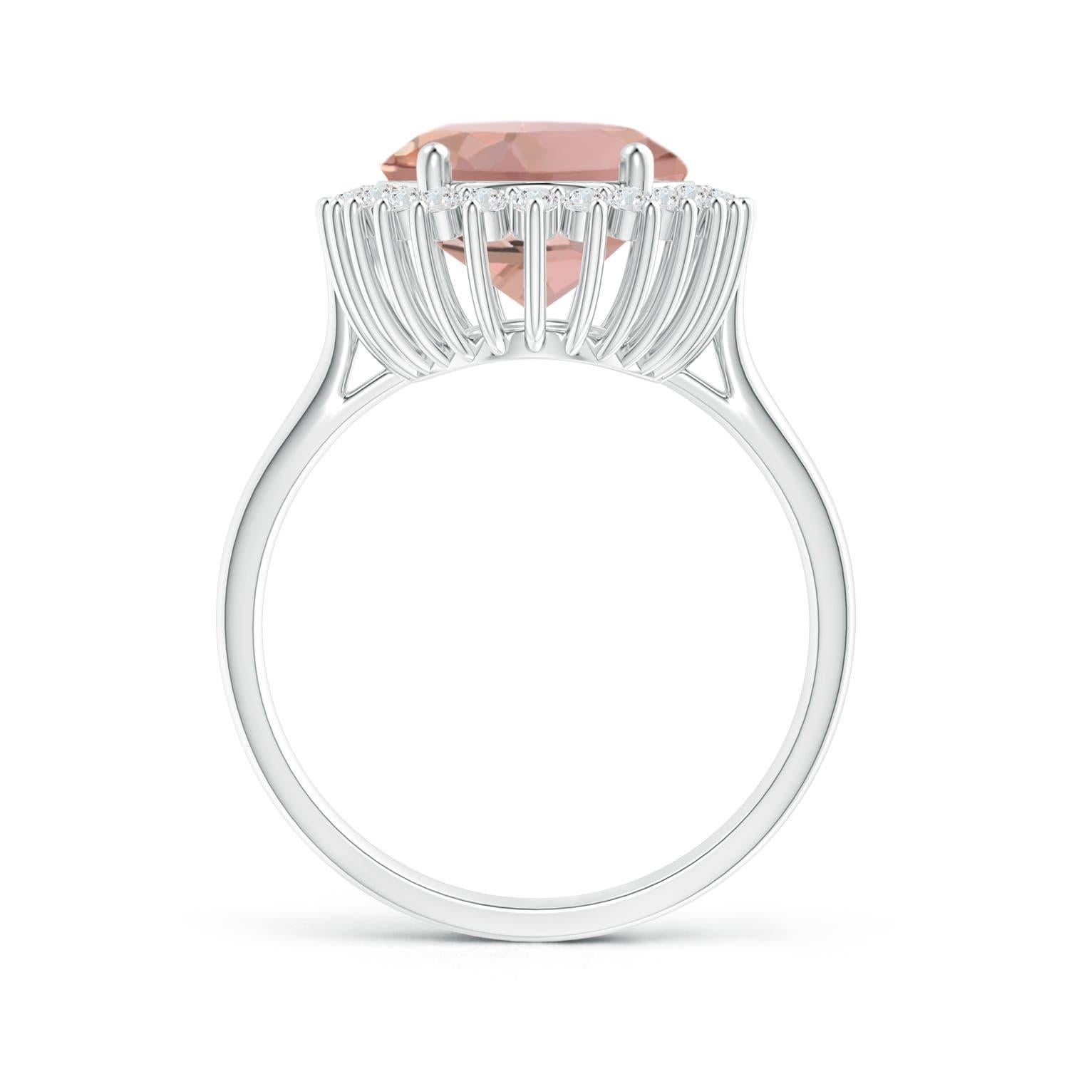 For Sale:  ANGARA GIA Certified Natural Oval Morganite Floral Halo Ring in White Gold 2