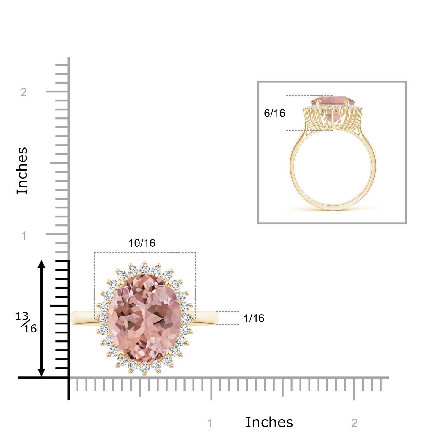 For Sale:  ANGARA GIA Certified Natural Oval Morganite Floral Halo Ring in Yellow Gold 4