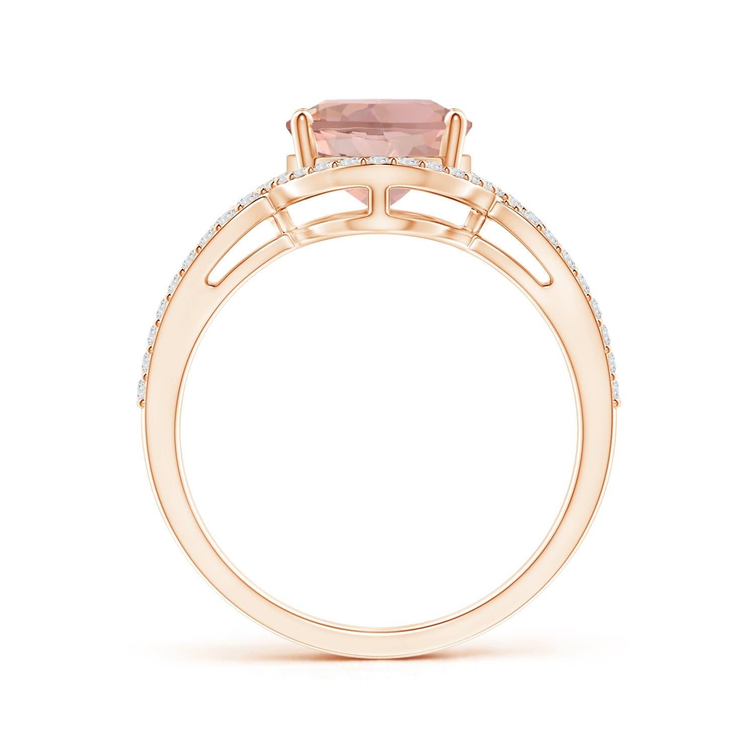 For Sale:  ANGARA GIA Certified Natural Oval Morganite Ring in Rose Gold with Diamond Halo 2