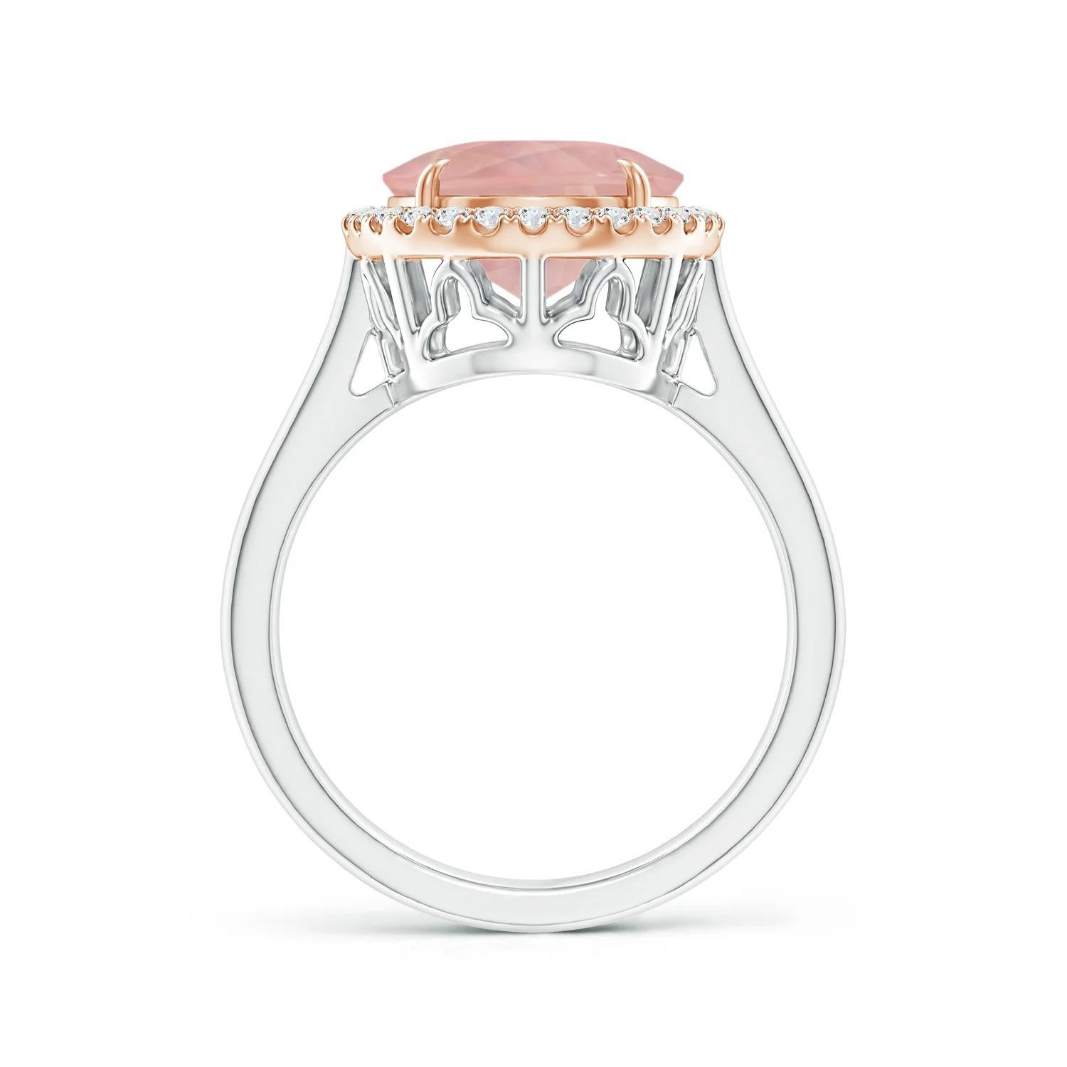 For Sale:  ANGARA GIA Certified Natural Oval Rose Quartz Cathedral Ring in Rose Gold 3