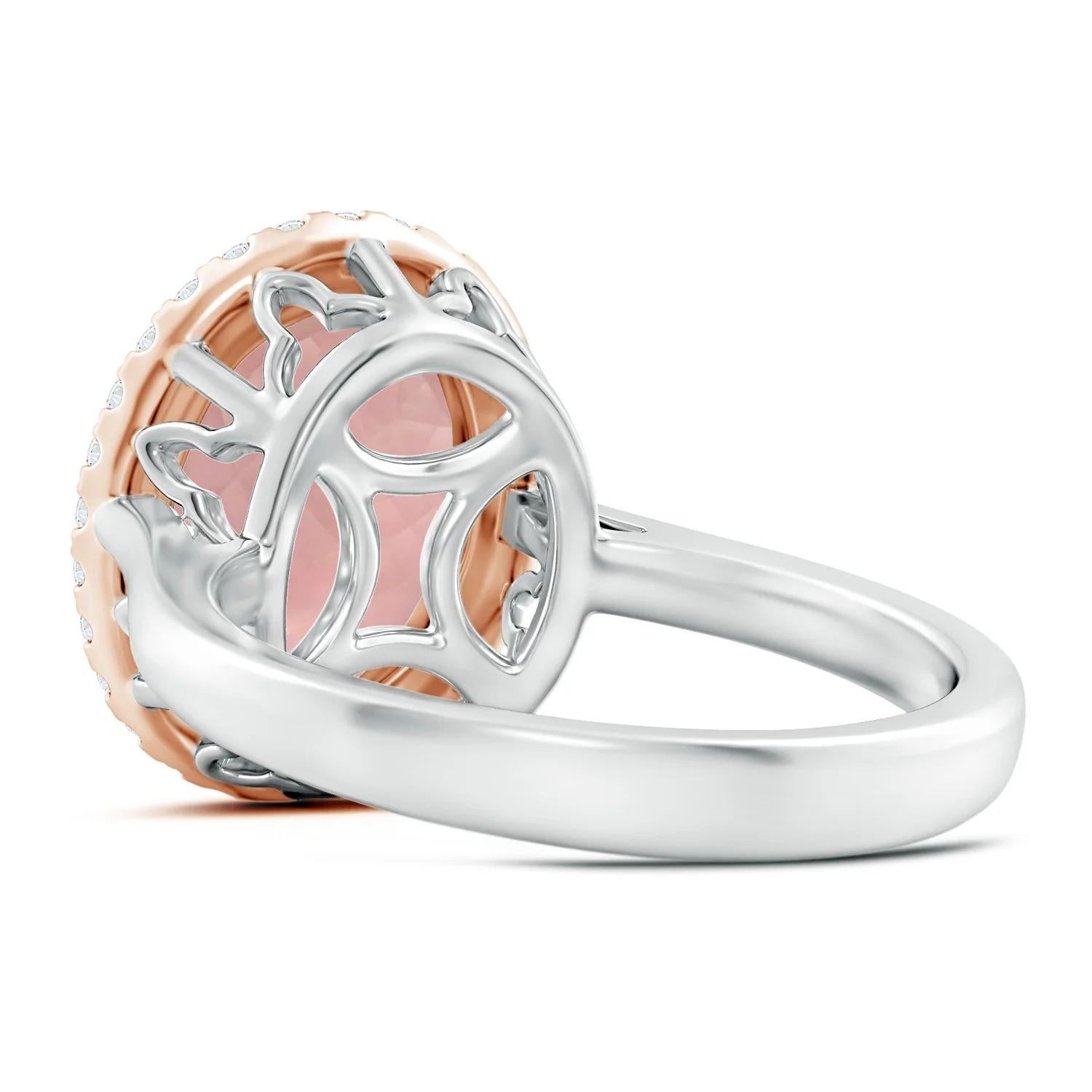 For Sale:  GIA Certified Natural Oval Rose Quartz Cathedral Ring in Rose Gold 4