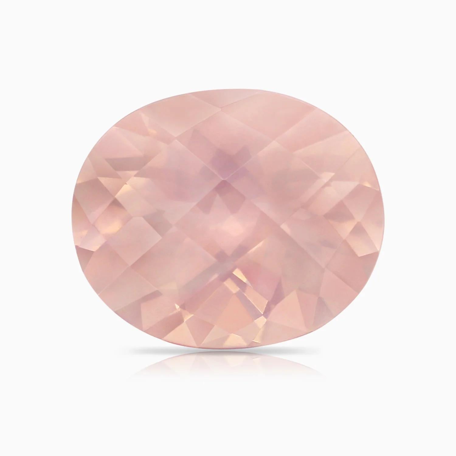 For Sale:  ANGARA GIA Certified Natural Oval Rose Quartz Cathedral Ring in Rose Gold 7