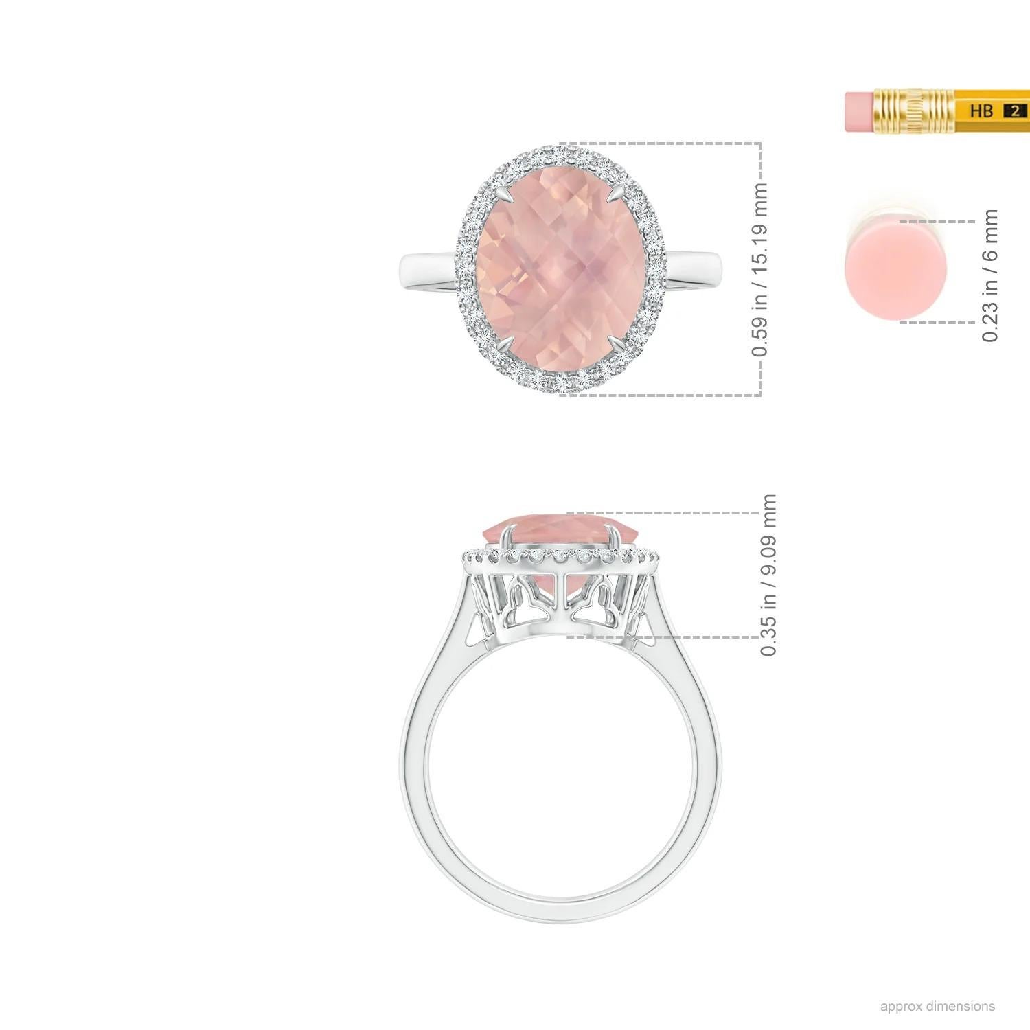 Im Angebot: Angara GIA-zertifizierter natrlicher ovaler Rosenquarz-Kathedralenring aus Weigold () 6