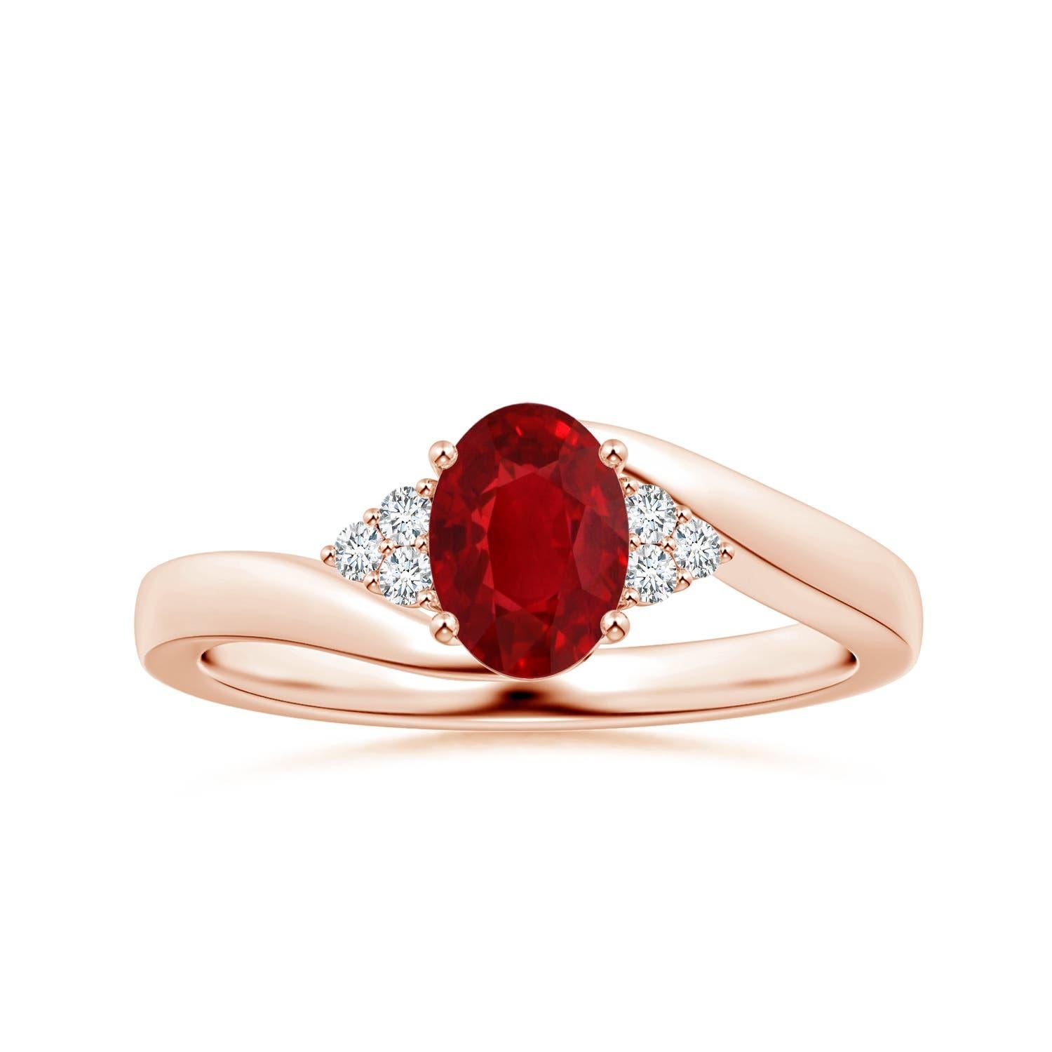 Customizable ANGARA GIA Certified Natural Oval Ruby Ring in Rose Gold