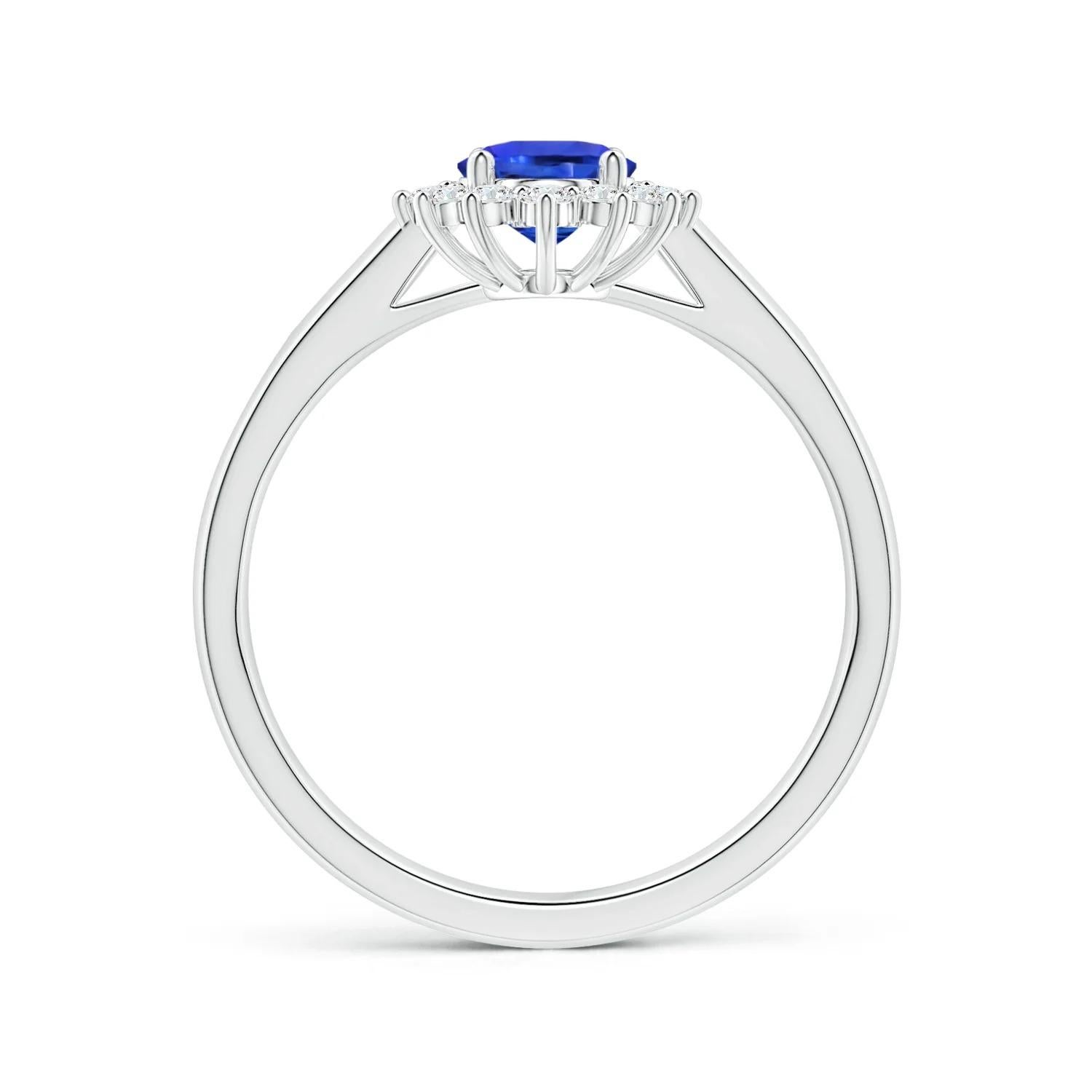 ANGARA GIA Certified Natural Oval Sapphire Diana Ring in Platinum with Halo 2